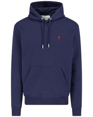 Ami Paris Hoodie De Coeur" - Blue