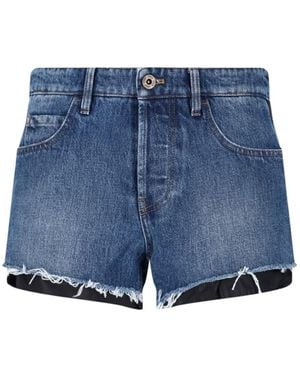 Miu Miu Denim Logo Shorts - Blue