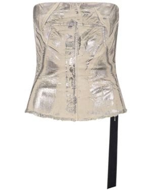 Rick Owens Cotton Blend Bustier Top - Natural