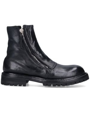 Premiata Leather Ankle Boots Round Toe - Black