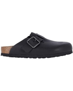 Birkenstock Slip-On Mules With Rounded Toe And Metal Buckle Detail - Blue