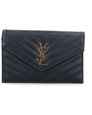 Saint Laurent "Cassandre" Envelope Clutch - Blue