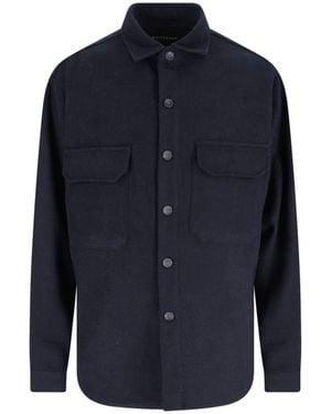 White Sand Wool Blend Shirt - Blue
