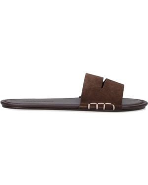 JW Anderson Calf Leather Open-Toe Slides With Contrast Stitching - White