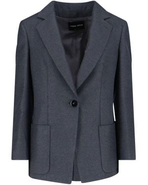 Giorgio Armani Sleek Modern Jacket With Structured Silhouette - Blue