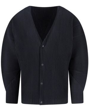 HOMME PLISSÉ Pleated Cardigan - Blue