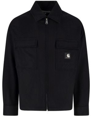 Carhartt Wool Zip Jacket With Patch Pockets - Black