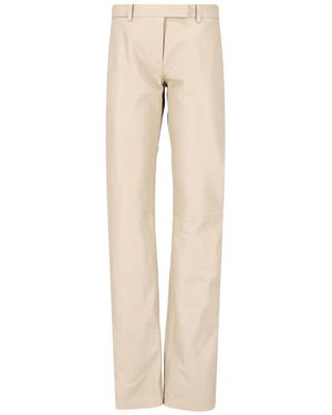 Calvin Klein Straight Lamb Nappa Trousers - Natural