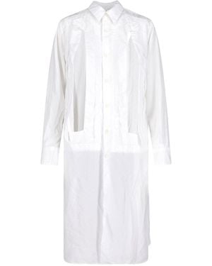 Comme des Garçons Pleated Detail Shirt-Style Dress - White