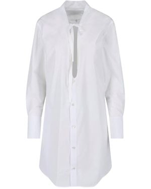 Maison Margiela Poplin Front Tie Mini Dress - White