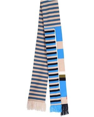 Marni Sciarpa A Righe Con Frange - Blu