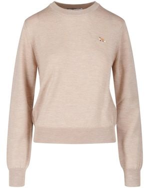 Maison Kitsuné Baby Fox Merino Wool Sweater - Natural