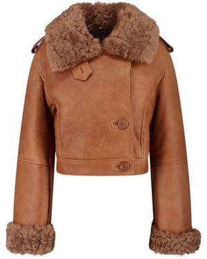 Chloé Crop Lamb Leather Jacket - Brown