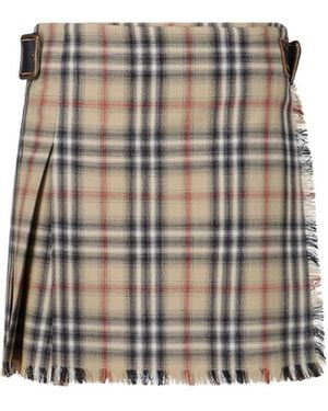 Burberry 'Check' Kilt Miniskirt - White