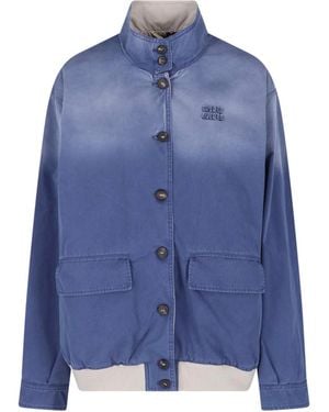 Miu Miu Cotton Twill Blouson Jacket - Blue