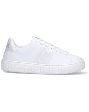 Versace Glittery Greek Trainers - White