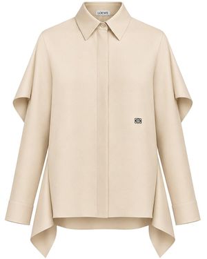 Loewe Silk Twill Shirt With Soft Panel - Natural
