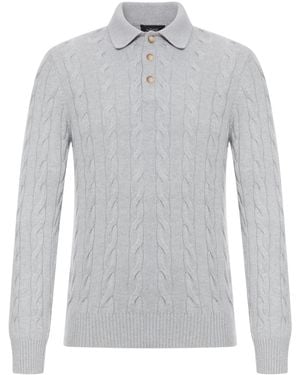 Nome G Polo Shirt With Woven Pattern - Grey