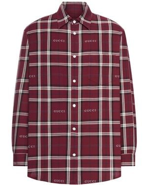 Gucci Jacquard Cotton Tartan Shirt - Red