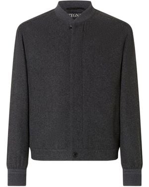 ZEGNA Dark Multi-Melange Oasi Cashmere Elements Bomber Jacket - Black