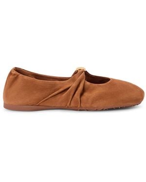 Loewe Ballerine pebble soft in pelle di capra scamosciata - Marrone