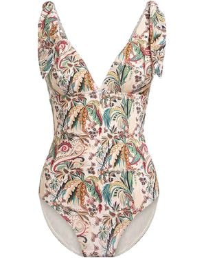Etro Costume intero con motivo paisley foliage - Bianco