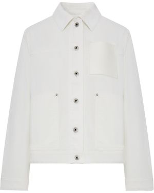 Loewe Giacca in denim con tasca in pelle applicata - Bianco