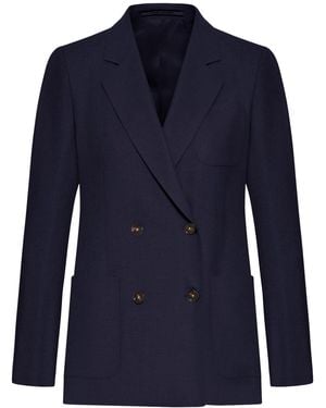 Tagliatore Donna Parigi Double-breasted Silk Jacket - Blue