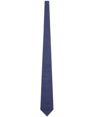 Kiton Fabric Tie With Micro Geometric Pattern - Blue
