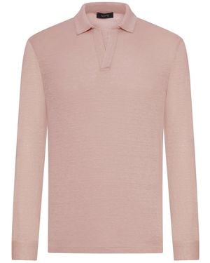 Nome G Long-Sleeved Linen Polo Shirt - Pink