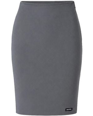 Miu Miu Stretch Poplin Skirt - Gray