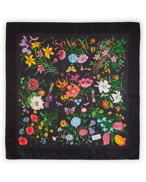 Gucci Silk Twill Scarf With Gg Print - Black