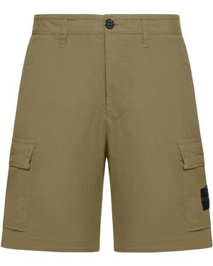 Stone Island Cargo Bermuda Shorts With Removable Badge - Green