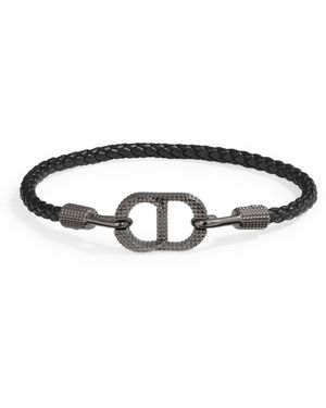 Dior Cd Icon Woven Leather Bracelet - Black