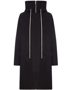 Rick Owens Long Cotton Parka With Hood - Blue