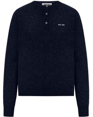 Miu Miu Crew Neck Cashmere Sweater - Blue