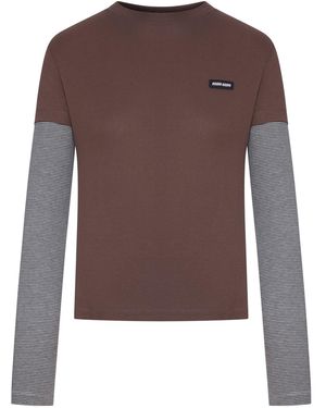 Miu Miu Layered Long-Sleeved T-Shirt - Brown
