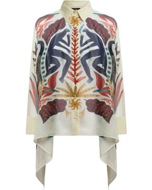 Etro Shirt With Handkerchief Hem And Placed Print - White