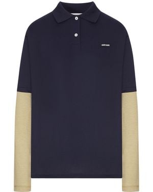 Miu Miu Cotton Jersey Layering Polo Shirt - Blue