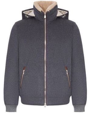 Brunello Cucinelli Hooded Bomber Jacket - Blue