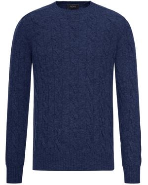 Nome G Shetland Wool Cable-knit Crewneck - Blue