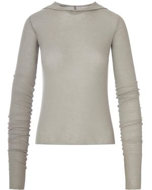 Rick Owens Ribbed Knit Hoodie - Gray