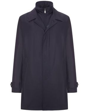 Fay Technical Poplin Morning Coat - Blue