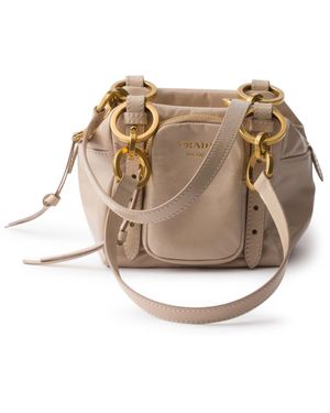 Prada Dangle Mini Leather Top Handle - Natural