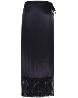 THE NINA STUDIO Silk Pareo Skirt With Wrap Closure - Black