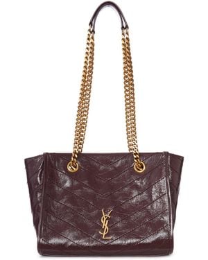 Saint Laurent Borsa shopping niki piccola in pelle vintage - Viola