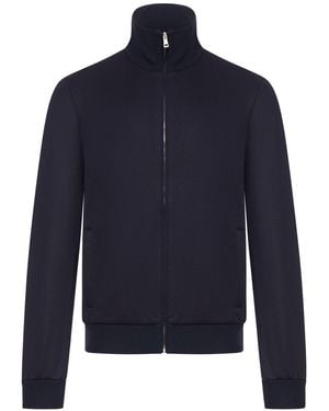 Gucci Technical Jersey Jacket With Zip And Web Tape - Blue