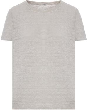 Transit Crew Neck T-shirt In Melange Effect Linen - Gray