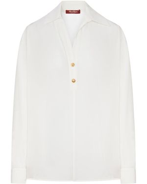 Max Mara Crepe De Chine Polo Shirt - White