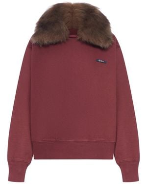 Prada Sweatshirt With Removable Fur Collar - Red